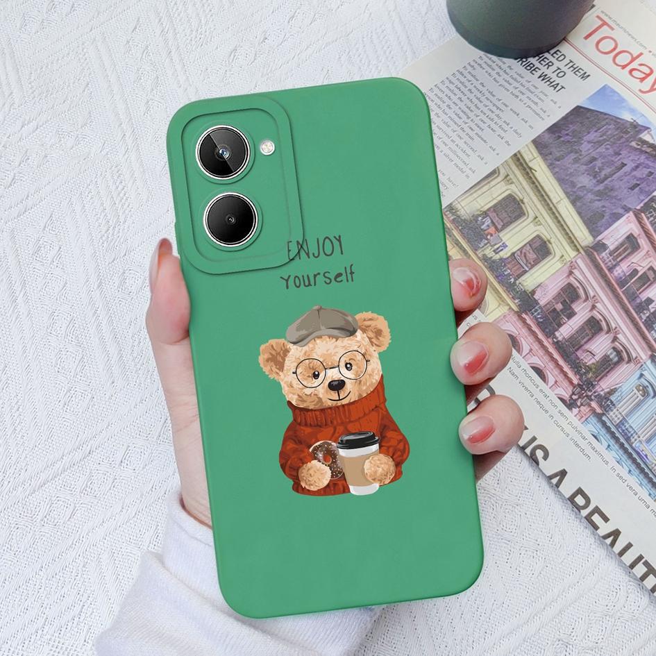 Чехол для телефона OPPO Realme 5 6 8S 9 10 Pro + Plus 9i 4G 5G с милым мультяшным узором, квадратный жидкий силикон, мягкий ТПУ для Realme 2 6 7 Pro, чехол-бампер