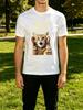 Surprised Orange Tabby Cat With Number 67 Graphic Unisexs Crew Neck Short Sleeve Tee Casual Street Soft Daily Basic Wear Top