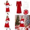 Праздничное платье Санты для женщин из полиэстеровой ткани для рождественских костюмированных вечеринок