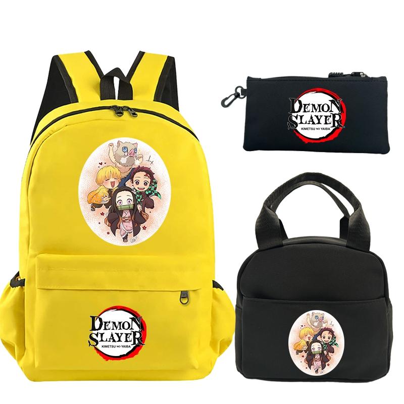 3 шт./компл. рюкзак «Убийца Демонов» с принтом, сумка для обеда, пенал для подростков, детский школьный рюкзак для девочек и мальчиков