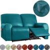 Waterproof Loveseat Sofa Recliner Cover 2-Seater with Side Pockets Stretch PU Leather Recliner Sofa Cover Living Room
