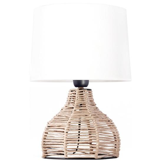 36 см Элегантный Дизайн Высокий Тумбочка Стандартная Настольная Лампа из Бумажной Веревки Ротанга Плетеная с Абажуром из Ткани Льняного Цвета Светло-Бежевый