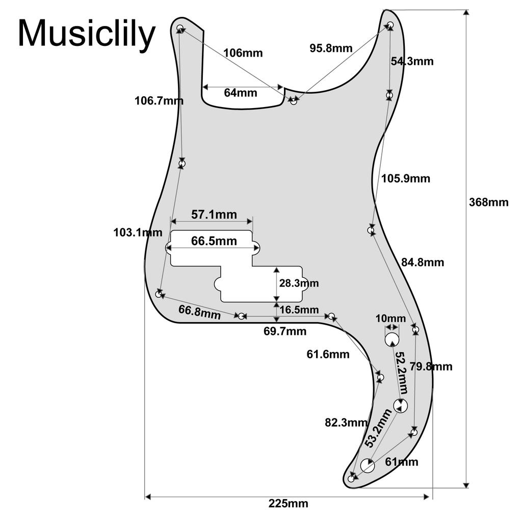 Musiclily 13-Hole PB Precision Bass Pickguard for Fender USA/Mexico Standard Precision Bass, 4P Black Pearl