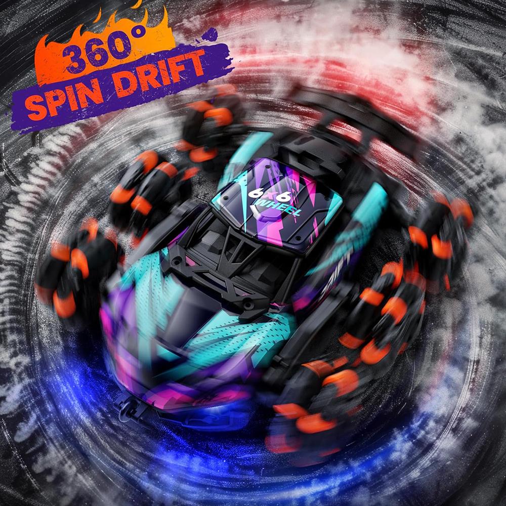 Шестиколесная радиоуправляемая машина для трюков, двусторонняя езда, вращение на 360° для детей