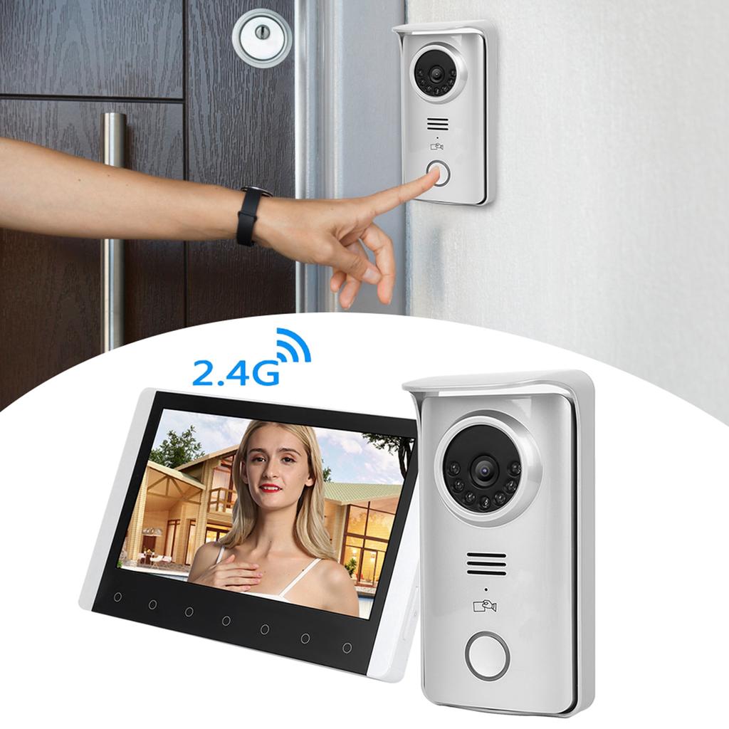 2.4G Wireless Video Intercom 7in TFT LCD Doorbell Swipes Card Night Vision Visual Doorphone with 3