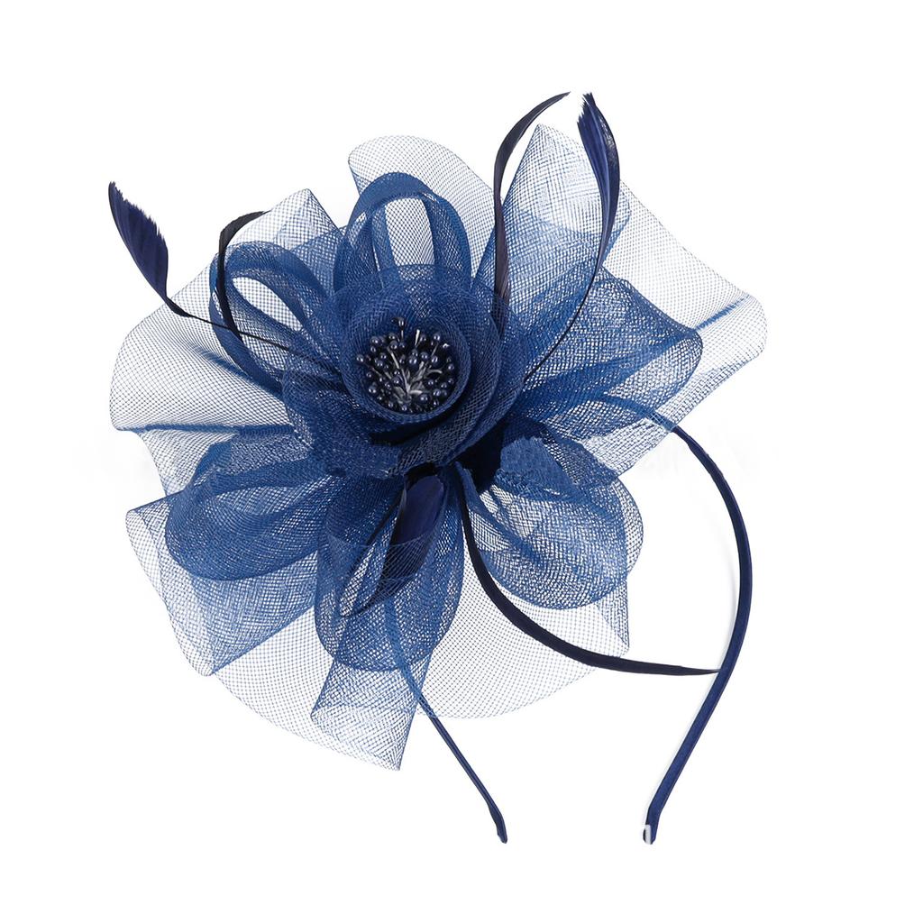 Женская шляпка-фасинатор, коктейльная, свадебная, для вечеринки, церковная, элегантный головной убор, перья, заколка для волос невесты, тычинки, сетка, аксессуары для волос