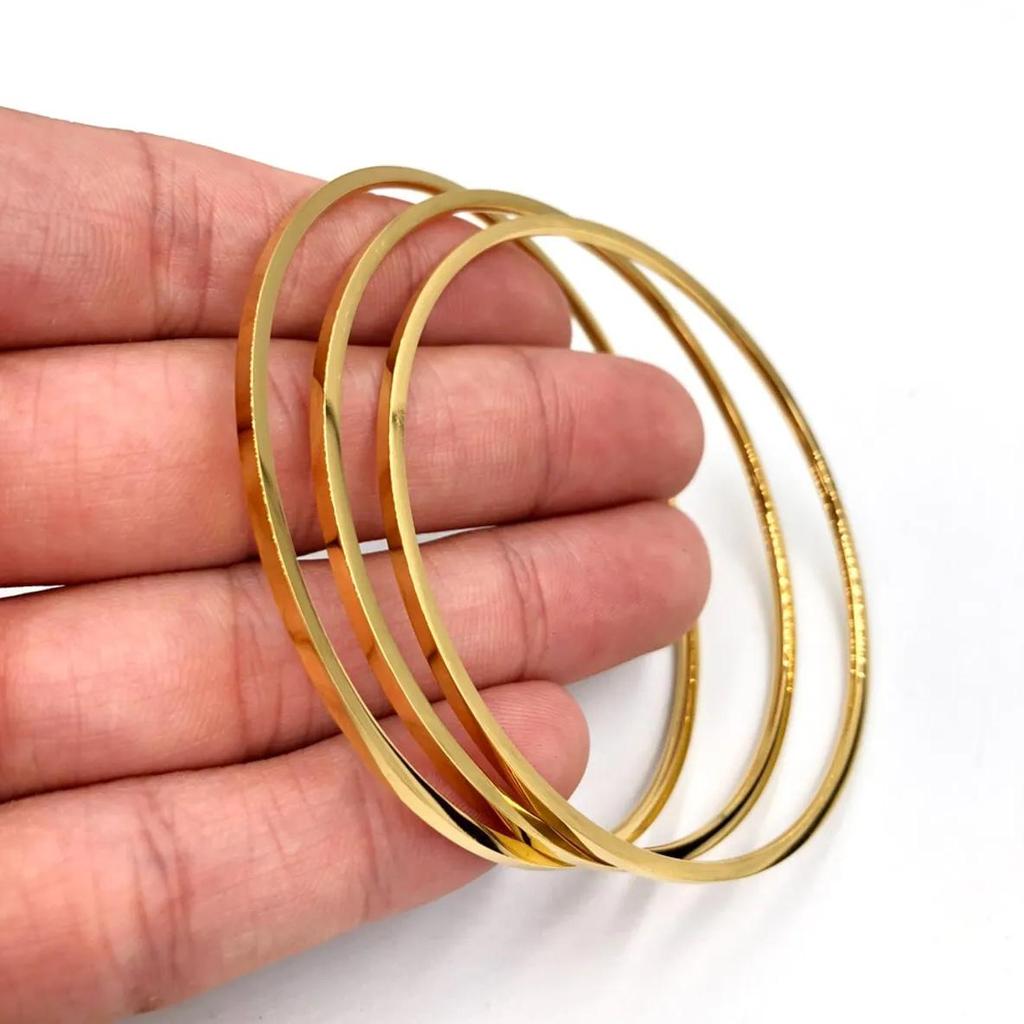 Женский тонкий простой стальной браслет, 3 шт., 65 мм, 18 см