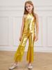 Girl Fancy Dress Up Metallic Sequins Movie Star Singer Bodysuit 70s Disco Dance Retro Cosplay Jumpsuit High Waist Jazz Dancewear