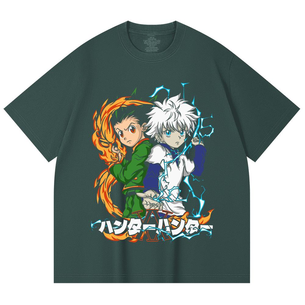 230 Gsm 100% Cotton HXH V7 Gon Killua Print Unisex Heavy Cotton T Shirt