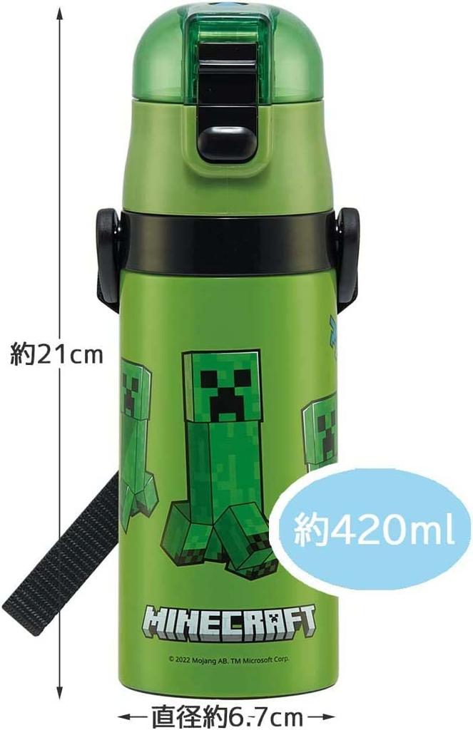 Бутылка для воды Skater 350 мл Minecraft Minecraft для детей, прямая питьевая кружка для питья 2WAY с чашкой из нержавеющей стали SKDC3-A