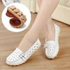 2016 весна и лето говяжья подошва неглубокий вырез туфли для мамы кожаные туфли с перфорацией на плоской подошве белые туфли женские