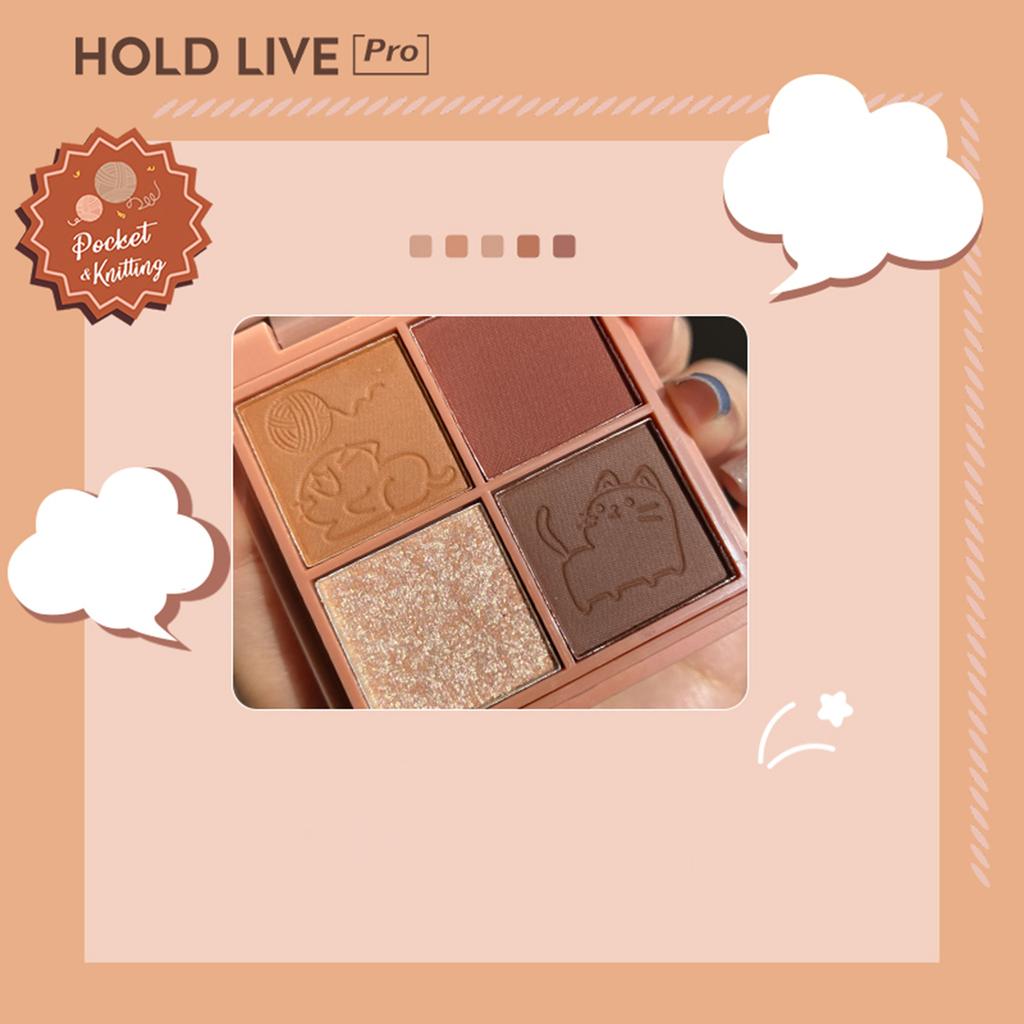 HOLD LIVE 4 Colors Eyeshadow Palette High Pigmented Glitter Matte Eyes Shadow Portable Pocket Design