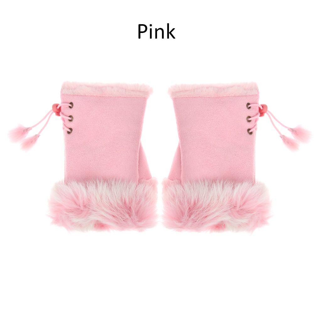 Winter Keep Finger Warm Soft Warm Mittens Fingerless Faux Rabbit Hair Gloves Thicken Warm