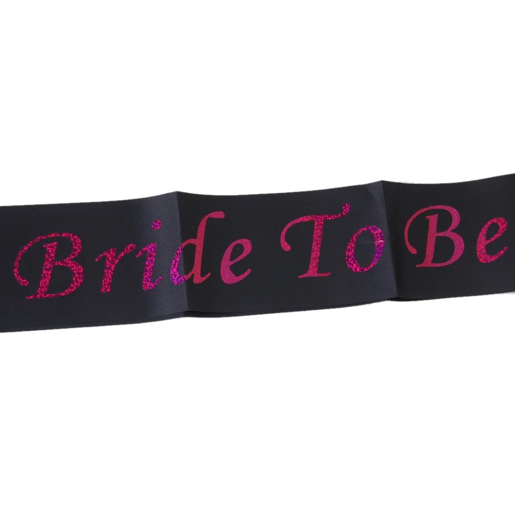 5Pcs Glitter Bride To Be Writting Black Sash Hens Night Wedding Shower