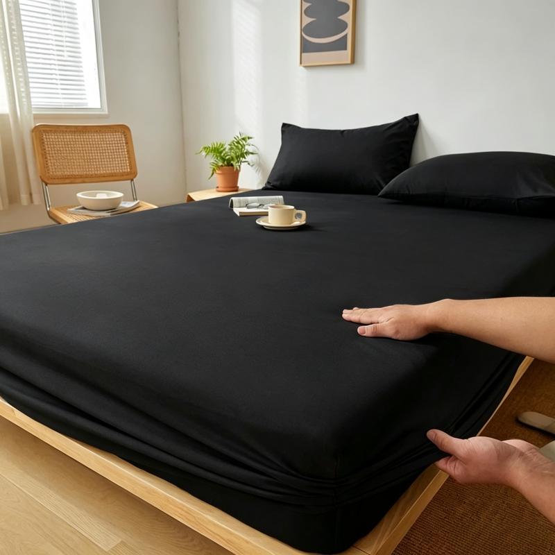 100% Waterproof Washed Cotton Fitted Bed Sheet Solid Color Mattress Cover with Elastic Band Single Double Queen King Size Home Decor