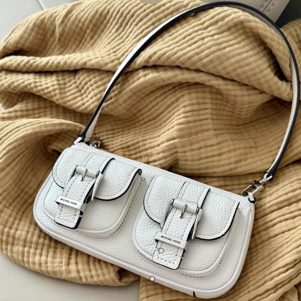 Michael Kors MK Zoe Логотип бренда Классическая сумка-тоут из кожи с тиснением под змею Маленькая Женская Белая