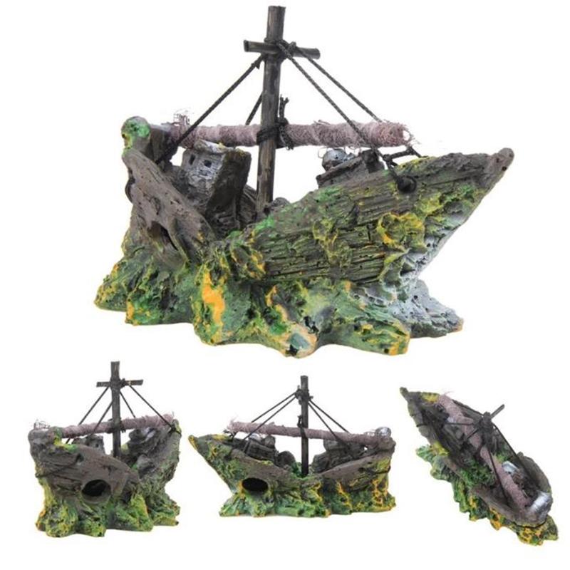 Орнамент для аквариума, затонувший корабль, парусная лодка, разрушитель, аквариум, пещера, декор
