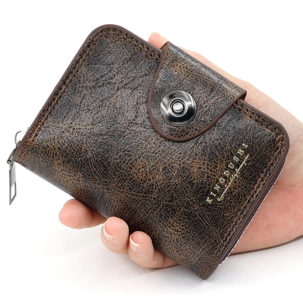 Мужской ретро кожаный картхолдер с магнитной застежкой - Большая вместимость, дизайн аккордеон для карт, ID и монет