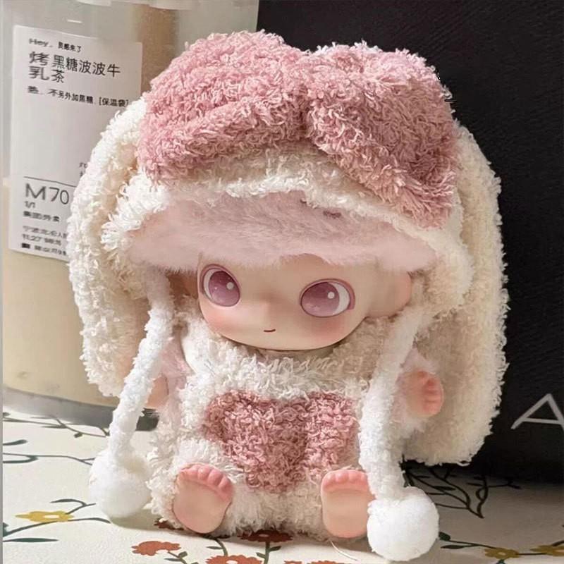 15cm DIMOO Doll Outfit Pink White Floppy Ear Rabbit Costume Set Collectible Vinyl Figure
