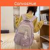 Blocked Fashionable Color Letter Cat Pattern Student Backpack With Pendant