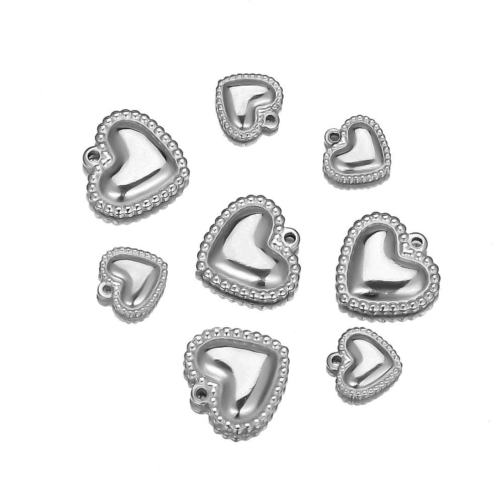 5pcs Stainless Steel Classical Heart Pendant Charms for DIY Jewelry Making Women Necklace Accessories Findings Earrings Supplies