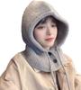 Шапка-ушанка, утеплитель для шеи, вязаная шапка-капюшон, теплая защита от холода, симпатичная YZX0230 [с лунами] женская (Серый)