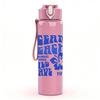 1PC Ocean Beach Surf Text Slogan Print 750ml Color Plastic Sports Water Bottle Leakproof Flip Straw Lid Suitable for Sports Office Home Use