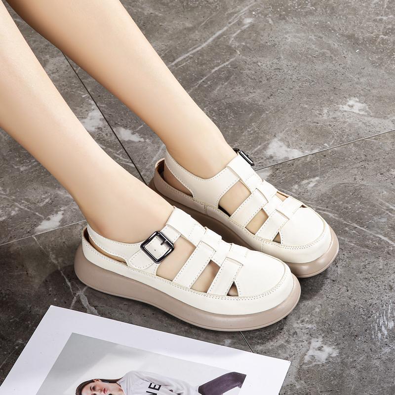 Женские римские сандалии Летние повседневные сандалии для девочек с закрытым носком Пляжная обувь больших размеров