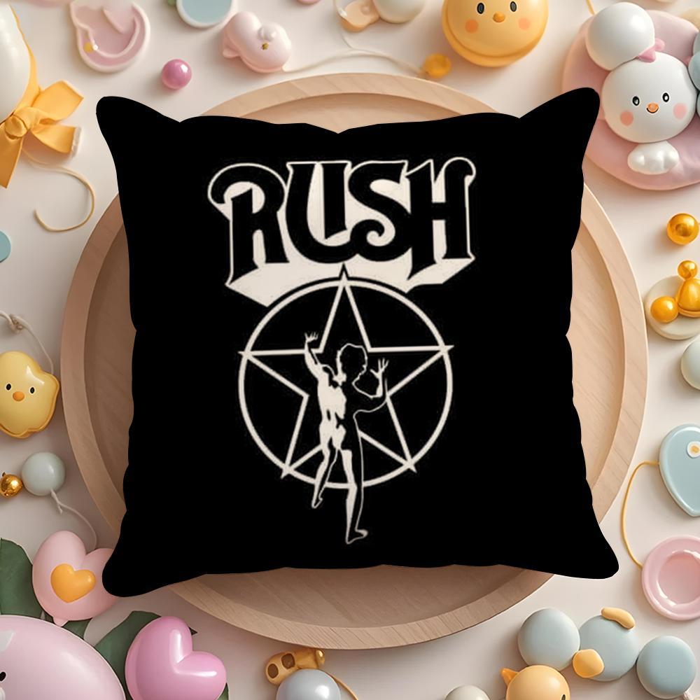 ROCK BAND R-RUSH Pillow Case Plush Fabric Soft Double-Sided Printed Sofa Home Decor Fine Winter Gift Cushion Cover
