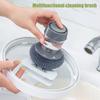 Automatic Liquid Washing Brush with Replaceable Head Built-in Soap Dispenser Ergonomic Design Pot Brush Kitchen Cleaning Tool