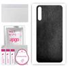 apgo Protective Skin Sticker for the Back Compatible with Tecno Phantom 9, Wrap Film, Foil, Vinyl - Pattern Black Leather