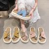 Французские сандалии на толстой подошве женские летние уличные маффины модные жемчужные с закрытым носком щиплют ноги ощущение высокого класса не устают ноги летние тапочки