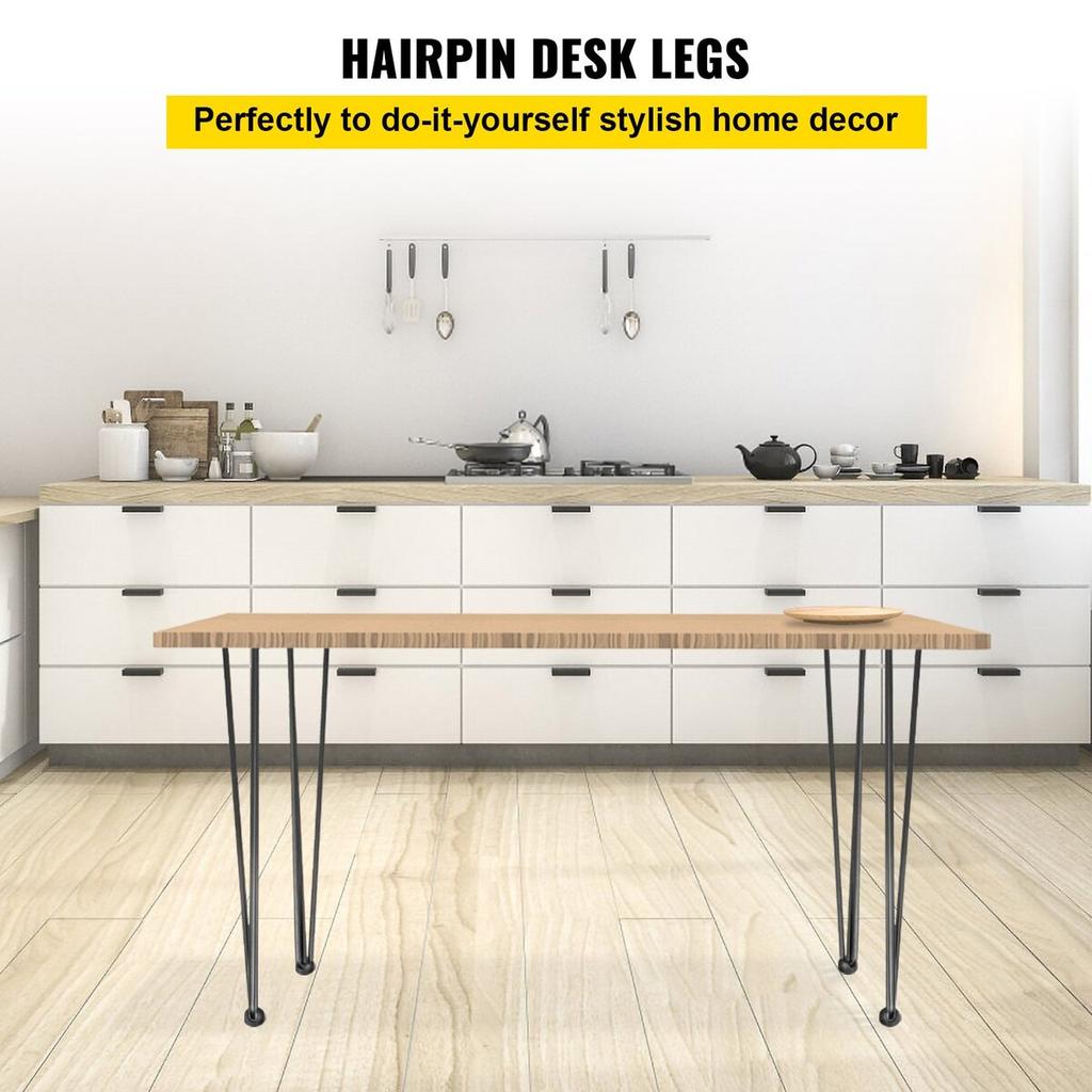 Hairpin Table Legs 36" Black Set of 4 Desk Legs 880lbs Load Capacity (Each 220lbs) Hairpin Desk Legs 3 Rods for Bench Desk Dining End Table Chairs