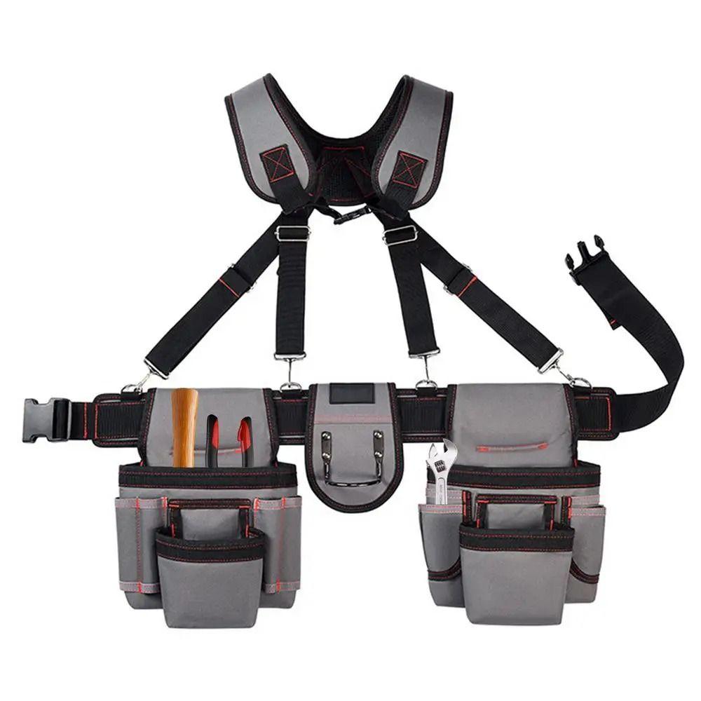 Adjustable Tool Belt with Suspenders Large Capacity Combined Tool Organizer Work