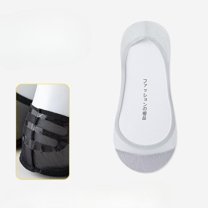 Women's Summer Thin Boat Socks, Solid Color, Light Mouth, Anti-slip and Non-dropping, and Invisible Sweat-absorbing and Deodorizing Short Socks