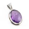 Natural Amethyst Gemstone 925 Solid Sterling Silver Jewelry Pendant 0.9'' Q3V11