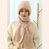 Women Casual Acrylic Knitted Hat Warm Scarf Sets Solid Fleece Inside Thickened Beanie Caps Skullies Windproof Skullcap