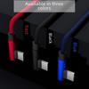 Dual Elbow Type-C Data Cable for Android & iPhone, Cotton Cloth Charging Cable