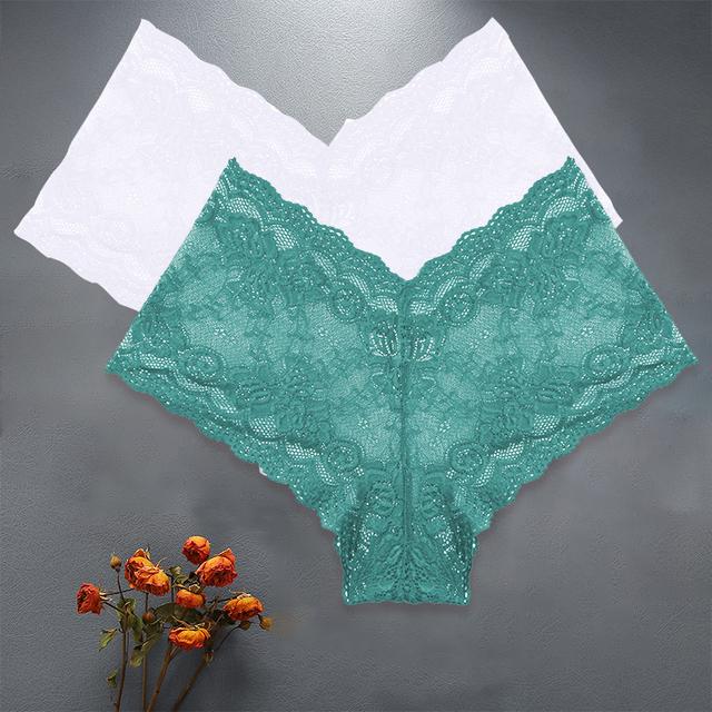 FINETOO 2PCS/Set High Waist Sexy Women Floral Lace Panties Lingerie Brief Girl Panty S-XL Underpants Female Underwear Intimates