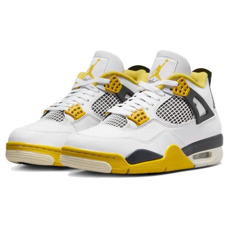 Air Jordan 4 Retro Vivid Sulphur Женские кроссовки Белый кокосово-молочный антрацит AQ9129-101