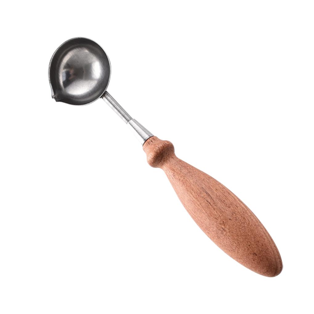 Винтажная ложка для запечатывания воска с сургучной печатью, деревянная ручка в стиле ретро, нержавеющая ложка для плавления воска