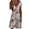 GMXIA Женская мода лето весна цветочный принт с коротким рукавом V-образным вырезом повседневные платья
