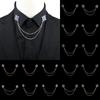 Retro Crystal Rhinestone Brooch, Suit Shirt, Tassel Chain, Lapel Pin, Women Men Jewelry, Alloy, Collar Brooch Pin