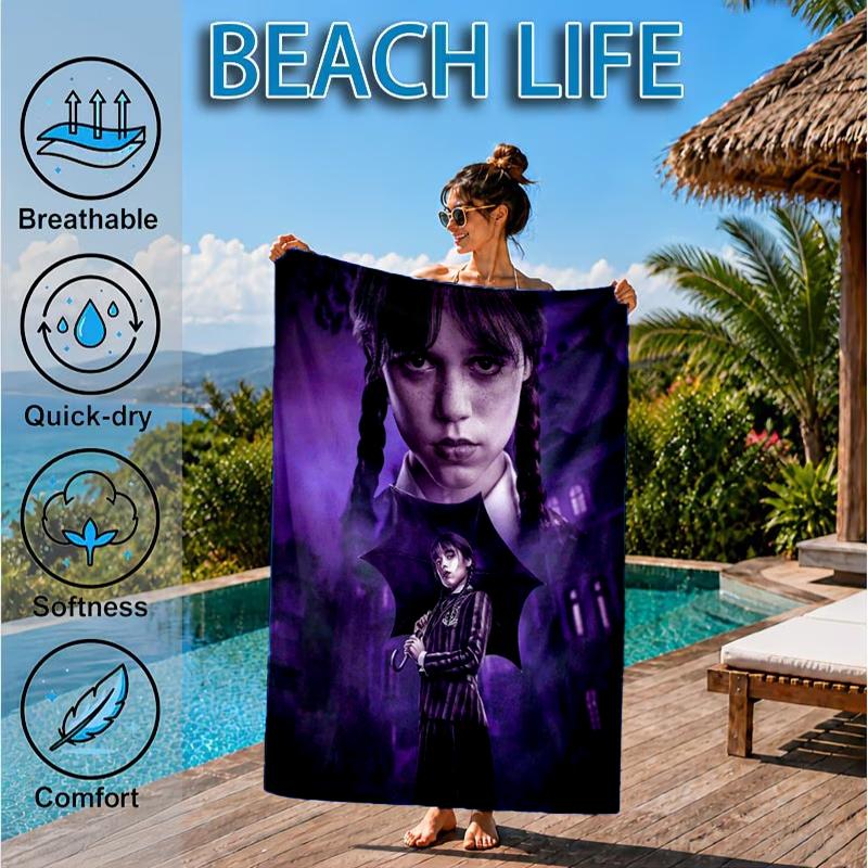 Wednes-day Gothic Beach Towel, Microfiber Beach Towel, Perfect For Pool, Beach, Travel, Home Decor Beach Party Fan gifts