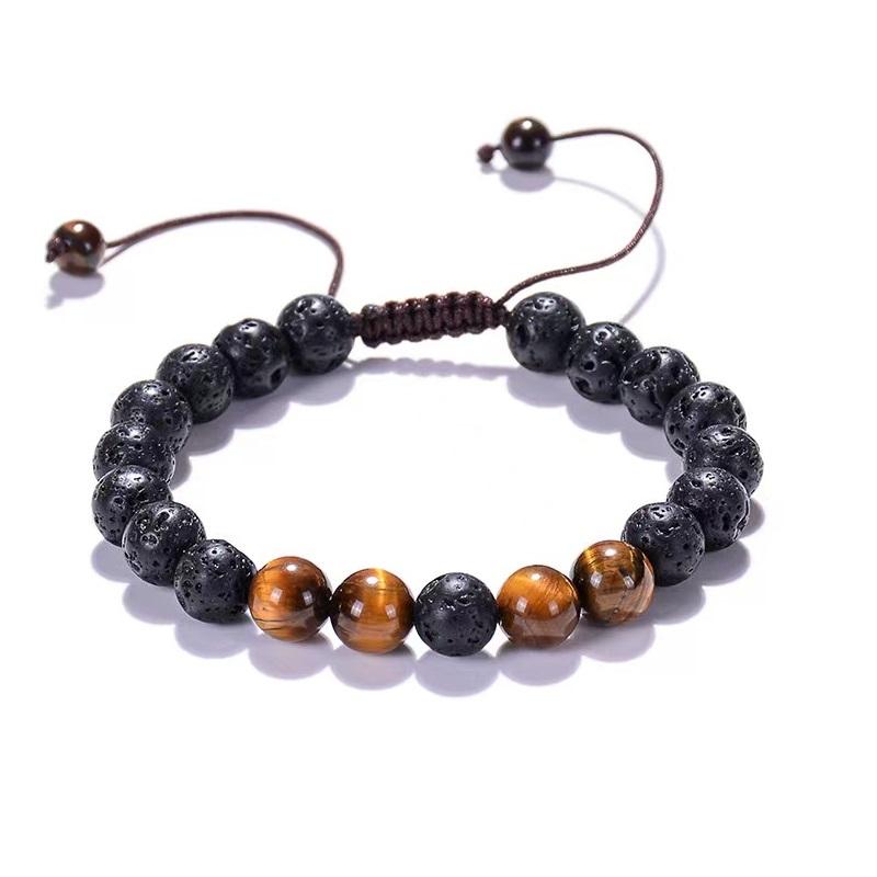 Luxury Natural Lava Stone Bead Bracelet Men Women Simple Handmade Adjustable 8mm Stone Bead Bracelet For Men Women Jewelry