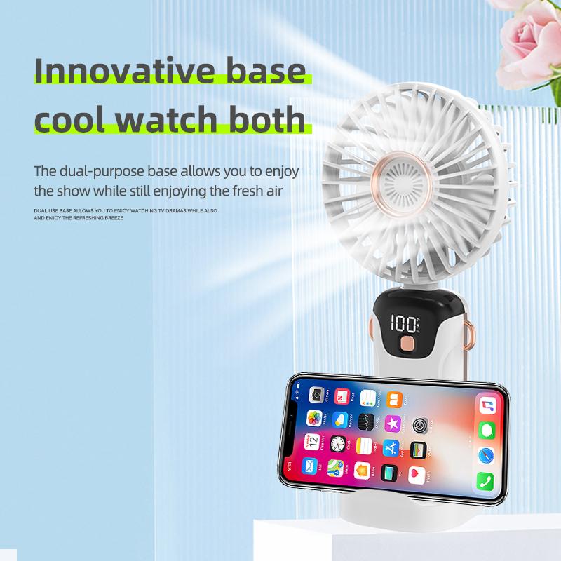 Factory 1200mAh Rechargeable USB Electric Portable Fan Customizable Handheld Folding Wearable Small Fan Hotel Use Low
