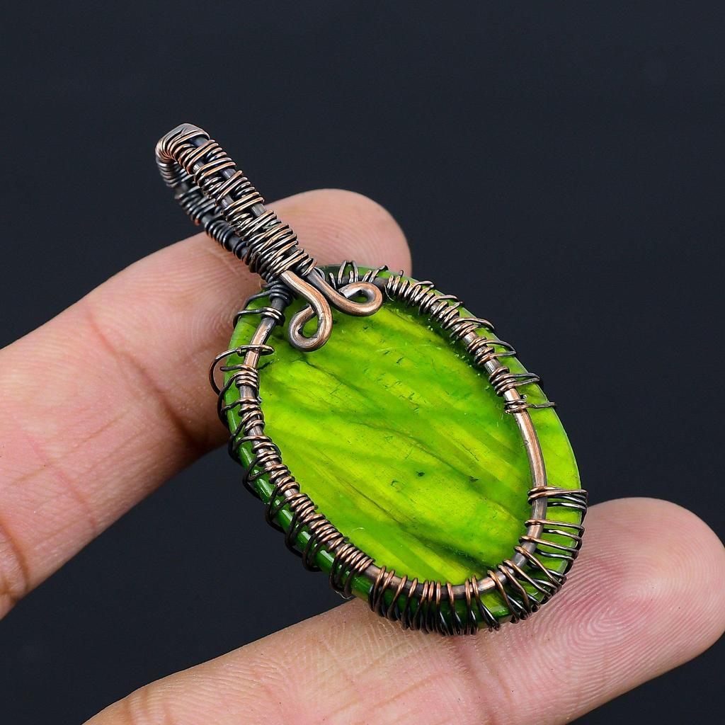 Древо Жизни Зеленый Флэш Лабрадорит Драгоценный Камень Чистая Медная Проволока Обернутая Ювелирные Изделия Ручной Работы Подвеска