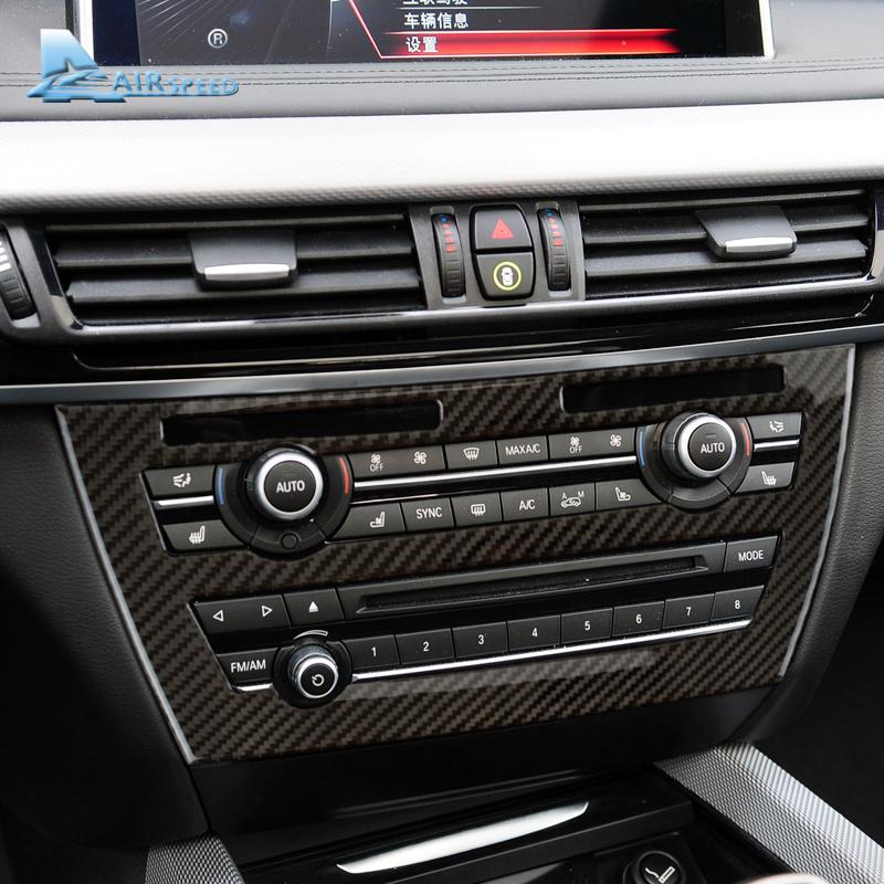 Carbon Fiber AC CD Control Panel Sticker for BMW X5 F15 X6 F16 2014-2017 Interior Decoration