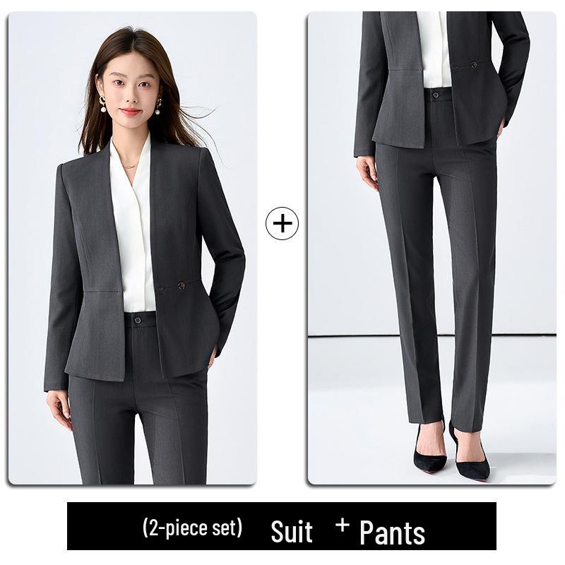 2025 Women's White Suit Set: Spring/Autumn Salon Reception Workwear Blazer