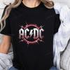 Модная ретро футболка с принтом группы ACDC Топы ACDC Тренд Харадзюку Женская универсальная рубашка с рисунком Хлопковая футболка Харадзюку